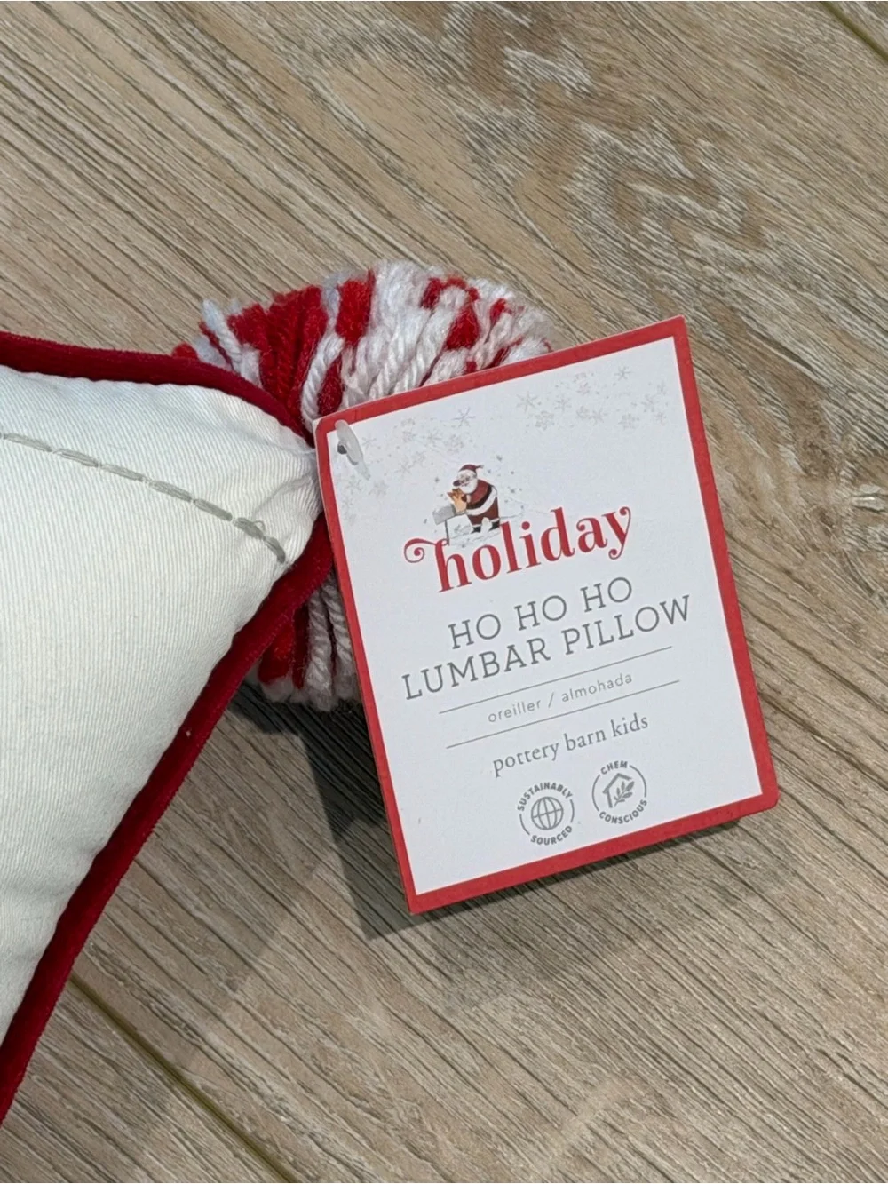 NWT Pottery Barn Kids Ho Ho Ho Lumbar Pillow